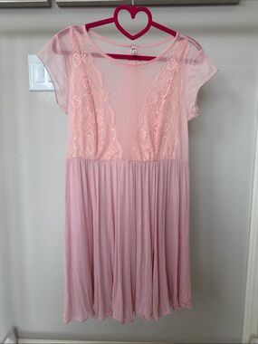 Intimately by free People Sheer Lace Babydoll Dress in Blush Pink